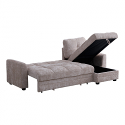 Γωνιακός αναστρέψιμος καναπές κρεβάτι Comfie pakoworld με αποθηκευτικό χώρο μπεζ ύφασμα 267x159x97εκ