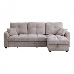 Γωνιακός αναστρέψιμος καναπές κρεβάτι Comfie pakoworld με αποθηκευτικό χώρο μπεζ ύφασμα 267x159x97εκ