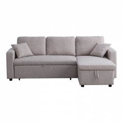 Γωνιακός αναστρέψιμος καναπές κρεβάτι Kamore pakoworld με αποθηκευτικό χώρο μπεζ ύφασμα 223x146x85εκ