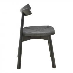 Καρέκλα Clareta pakoworld rubberwood-σχοινί σε μαύρη απόχρωση 53x55x79εκ