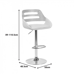 Σκαμπό μπαρ Fern pakoworld πτυσσόμενο μπεζ pu- ξύλο γκρι - μέταλλο χρωμίου 50x48.5x89-110.5εκ