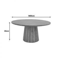 Τραπέζι σαλονιού Canicule ΙI pakoworld μασίφ ξύλο ακακίας σε φυσική απόχρωση Φ80x40εκ