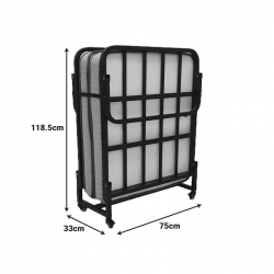 Ράντζο-κρεβάτι με στρώμα Kamu pakoworld σε μαύρη απόχρωση 75x190εκ