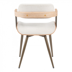 Πολυθρόνα Cameo pakoworld μέταλλο μπρονζέ-white-wash ξύλο-μπέζ ύφασμα 53x49.5x75.5εκ