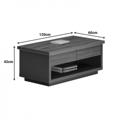 Τραπέζι γραφείου επαγγελματικό Oscar pakoworld σε καρυδί-ανθρακί απόχρωση 120x60x42εκ