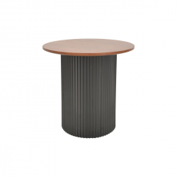 Βοηθητικό τραπέζι Dovel pakoworld mdf σε καρυδί-μαύρη απόχρωση Φ50x45εκ
