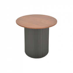 Βοηθητικό τραπέζι Dovel pakoworld mdf σε καρυδί-μαύρη απόχρωση Φ50x45εκ