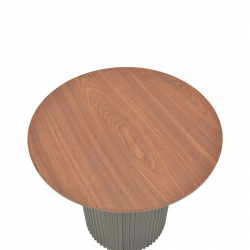Βοηθητικό τραπέζι Dovel pakoworld mdf σε καρυδί-μαύρη απόχρωση Φ50x45εκ
