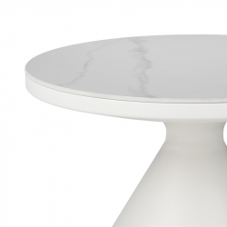 Βοηθητικά τραπέζια Coozlin Inart sintered stone σε απόχρωση λευκό μαρμάρου με λευκό μέταλλο