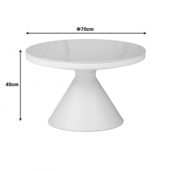 Βοηθητικά τραπέζια Coozlin Inart sintered stone σε απόχρωση λευκό μαρμάρου με λευκό μέταλλο