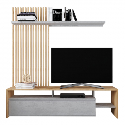 Σύνθετο σαλονιού Neo pakoworld σε oak-γκρι απόχρωση 190x40x200εκ