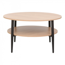 Τραπέζι σαλονιού Kody pakoworld σε φυσική απόχρωση με μαύρα μεταλλικά πόδια Φ80x45εκ