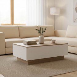 Τραπέζι σαλονιού Winey pakoworld σε sonoma-λευκή απόχρωση 90x60x31.5εκ Τραπέζι σαλονιού Winey pakoworld σε sonoma-λευκή απόχρωση 90x60x31.5εκ