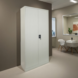 Ντουλάπα Zogi pakoworld μέταλλο με χώρισμα σε απόχρωση ανοιχτό γκρι 90x45x180εκ