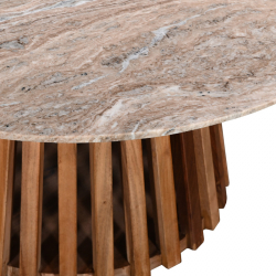 Τραπέζι σαλονιού Coozlin Inart sintered stone σε απόχρωση λευκό μαρμάρου με λευκό μέταλλο Φ70x40εκ