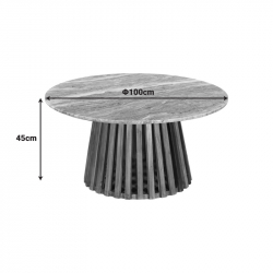 Τραπέζι σαλονιού Coozlin Inart sintered stone σε απόχρωση λευκό μαρμάρου με λευκό μέταλλο Φ70x40εκ