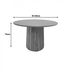 Τραπέζι Tully pakoworld μασίφ ξύλο ακακίας σε καρυδί απόχρωση Φ120x75εκ