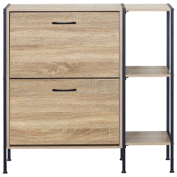 Παπουτσοθήκη ArteLibre ALDERWYN Με Πλαϊνό Ράφι Δρυς/Μαύρο Μοριοσανίδα/Μέταλλο 88x24x87cm