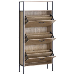 Παπουτσοθήκη ArteLibre ALDERWYN Δρυς/Μαύρο Μοριοσανίδα/Μέταλλο 63x24x141cm