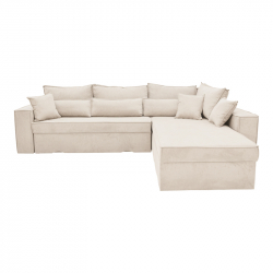 Γωνιακός καναπές-κρεβάτι αναστρέψιμος Venzie pakoworld ύφασμα σε μπεζ απόχρωση 283x214x83εκ