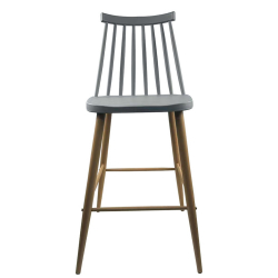 Σκαμπό Bar ArteLibre MARANTA Γκρι/Φυσικό PP/Μέταλλο 45x46x97cm