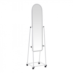 Καθρέπτης τροχήλατος Lomna pakoworld pp-μεταλλικός με ράφι σε λευκή απόχρωση 38.5x37.5x160εκ