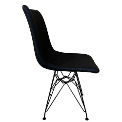 Καρέκλα Τραπεζαρίας ArteLibre SELVA Vintage Μαύρο PU/Μέταλλο 43x57x81cm