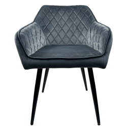 Καρέκλα Τραπεζαρίας ArteLibre FLORENCIA Γκρι/Μαύρο Βελούδο/Μέταλλο 56x60x81cm