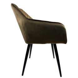 Καρέκλα Τραπεζαρίας ArteLibre FLORENCIA Cappuccino/Μαύρο Βελούδο/Μέταλλο 56x60x81cm