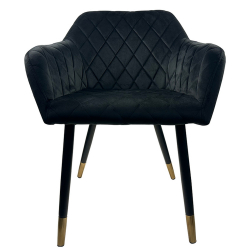 Καρέκλα Τραπεζαρίας ArteLibre ESPERANZA Μαύρο Βελούδο/Μέταλλο 56x60x81cm