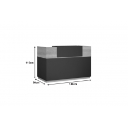 Γραφείο reception Lotus pakoworld σε χρώμα φυσικό - ανθρακί 140x70x110εκ