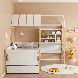 Παιδικό κρεβάτι Bedria pakoworld τ.Montessori ξύλο σε λευκή-φυσική απόχρωση 90x190εκ