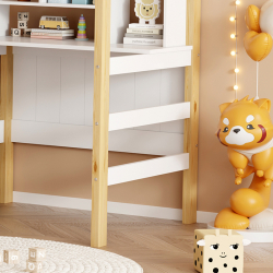 Παιδικό κρεβάτι Bedria pakoworld τ.Montessori ξύλο σε λευκή-φυσική απόχρωση 90x190εκ