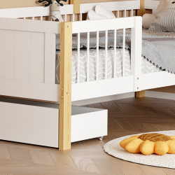 Παιδικό κρεβάτι Bedria pakoworld τ.Montessori ξύλο σε λευκή-φυσική απόχρωση 90x190εκ
