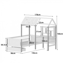 Παιδικό κρεβάτι Bedria pakoworld τ.Montessori ξύλο σε λευκή-φυσική απόχρωση 90x190εκ