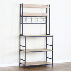 Ραφιέρα Κουζίνας ArteLibre INVERMERE Δρυς/Μαύρο Μοριοσανίδα/Μέταλλο 80x40x170cm