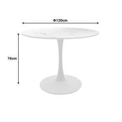 Tραπέζι Balou pakoworld mdf σε λευκή απόχρωση με όψη μαρμάρου Φ120x76εκ