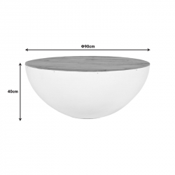 Τραπέζι σαλονιού Coffelty Inart λευκό μέταλλο-μασίφ ξύλο ακακίας Φ90x40εκ Τραπέζι σαλονιού Coffelty Inart λευκό μέταλλο-μασίφ ξύλο ακακίας Φ90x40εκ