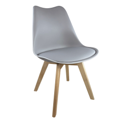 Καρέκλα Τραπεζαρίας ArteLibre GROUGH Γκρι Ανοιχτό/Φυσικό PP/PU/Ξύλο 46x50x82cm Καρέκλα Τραπεζαρίας ArteLibre GROUGH Γκρι Ανοιχτό/Φυσικό PP/PU/Ξύλο 46x50x82cm