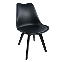 Καρέκλα Τραπεζαρίας ArteLibre GROUGH  Μαύρο PP/PU/Ξύλο 46x50x82cm Καρέκλα Τραπεζαρίας ArteLibre GROUGH  Μαύρο PP/PU/Ξύλο 46x50x82cm