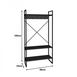 Έπιπλο εισόδου Levento pakoworld ανθρακί με μαύρο μεταλλικό σκελετό 88x34x180εκ
