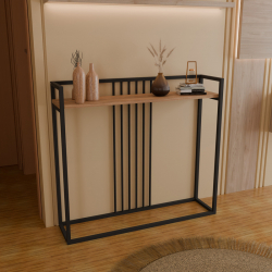 Κονσόλα Convida pakoworld oak με μαύρο μεταλλικό σκελετό 100x25x90εκ Κονσόλα Convida pakoworld oak με μαύρο μεταλλικό σκελετό 100x25x90εκ