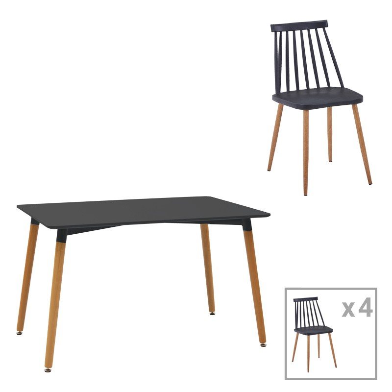 Τραπεζαρία Natali-Aurora I pakoworld σετ 5τεμ σε μαύρη-φυσική απόχρωση 120x80x76εκ Τραπεζαρία Natali-Aurora I pakoworld σετ 5τεμ σε μαύρη-φυσική απόχρωση 120x80x76εκ