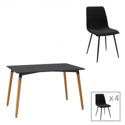 Τραπεζαρία Natali-Noor pakoworld σετ 5τεμ MDF μαύρο-πόδια φυσικό 120x80x76εκ Τραπεζαρία Natali-Noor pakoworld σετ 5τεμ MDF μαύρο-πόδια φυσικό 120x80x76εκ