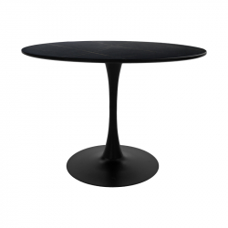 Τραπεζαρία Balou-Noor pakoworld σετ 5τεμ MDF μαύρο-υφασμα μαύρο Φ100x73εκ