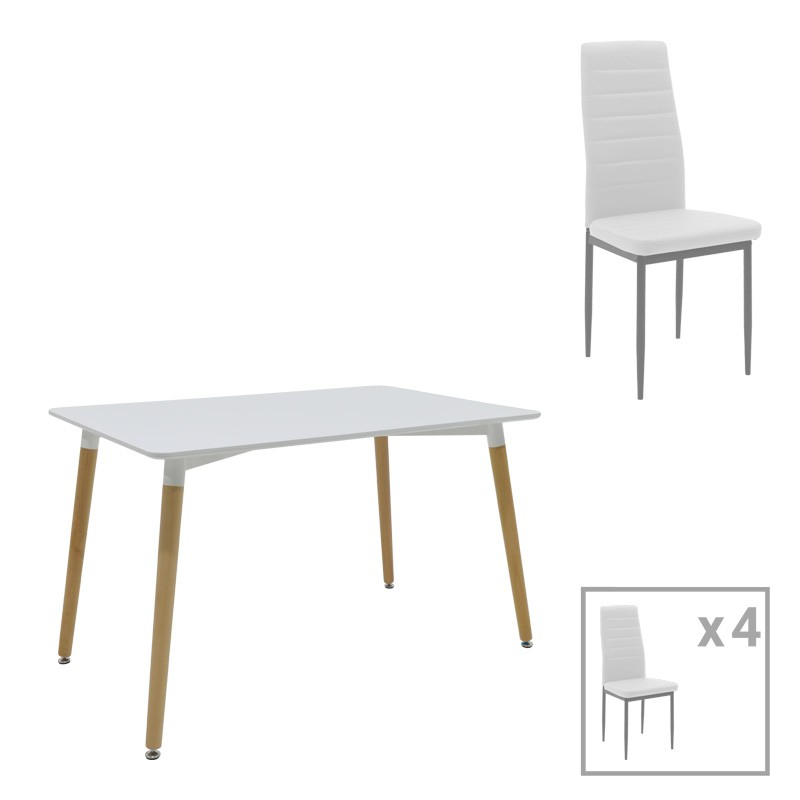 Τραπεζαρία Natali-Parker pakoworld σετ 5τεμ MDF λευκό-πόδια φυσικό 120x80x76εκ Τραπεζαρία Natali-Parker pakoworld σετ 5τεμ MDF λευκό-πόδια φυσικό 120x80x76εκ