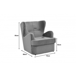 Πολυθρόνα Regalo pakoworld βελούδο σε ανθρακί απόχρωση 75x88x85εκ