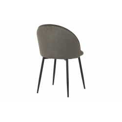 Καρέκλα Perch pakoworld βελούδο σε ανθρακί απόχρωση με μαύρα μεταλλικά πόδια 50x43x82εκ