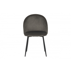 Καρέκλα Perch pakoworld βελούδο σε ανθρακί απόχρωση με μαύρα μεταλλικά πόδια 50x43x82εκ