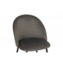 Καρέκλα Perch pakoworld βελούδο σε ανθρακί απόχρωση με μαύρα μεταλλικά πόδια 50x43x82εκ